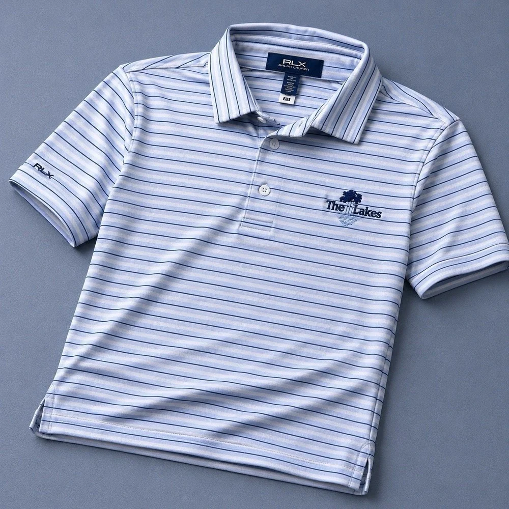 Ralph‎ Lauren RLX Shirt Boys XL (18-20) Golf Performance Polo Blue WHITE Striped